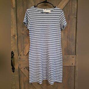 Sail to Sable Navy and White Striped Midi Dress Size Medium